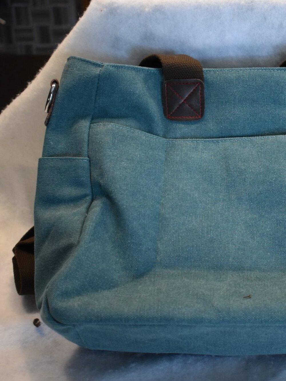 TOLFE Tough Life Teal Heavyweight Canvas Tote Messenger Bag - Picture 4 of 11